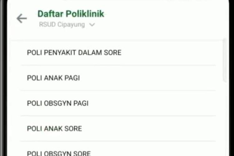 Tangkapan layar cara daftar online di RSUD Jakarta tahap IV