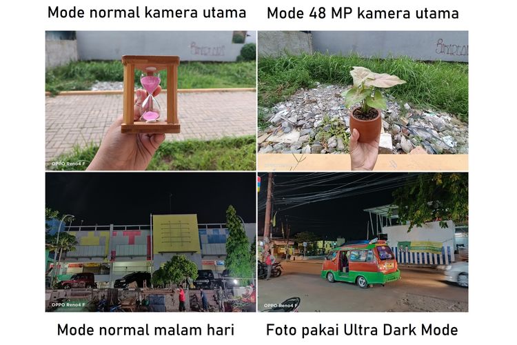 Deretan hasil foto kamera utama 48 MP di Oppo Reno4 F di berbagai kondisi.