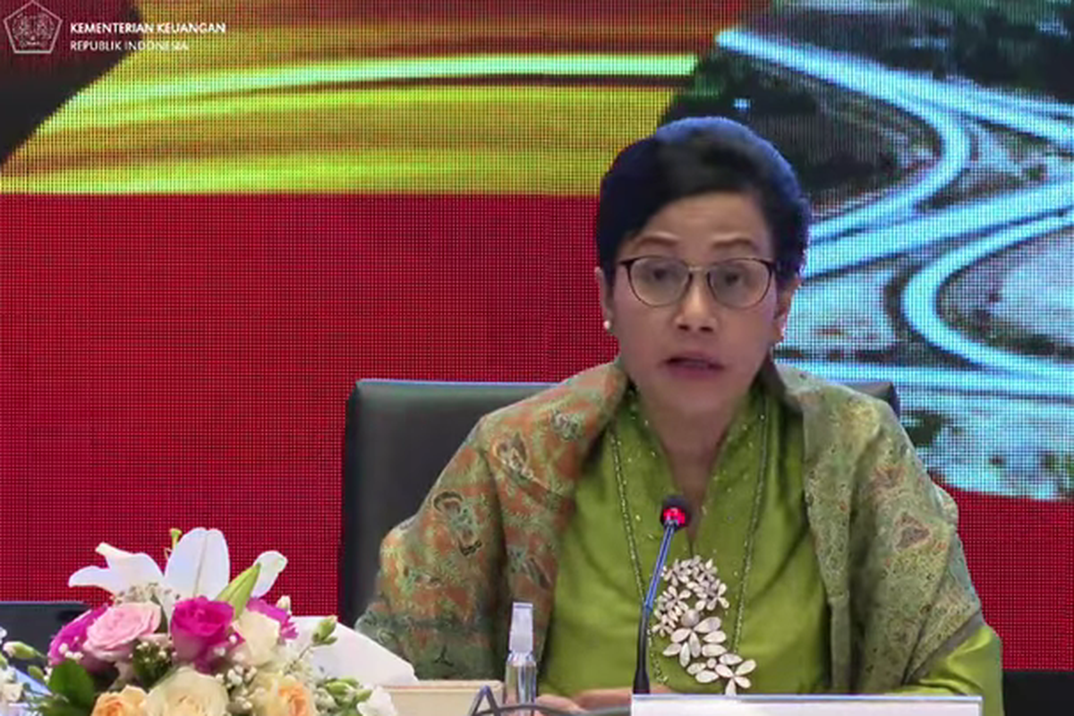 Menteri Keuangan RI, Sri Mulyani dalam Konferensi Pers: Nota Keuangan dan RUU APBN 2023 di Jakarta, Selasa (16/8/2022).
