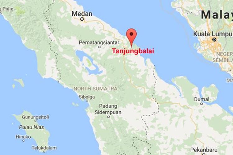 Lokasi Tanjungbalai dalam peta.