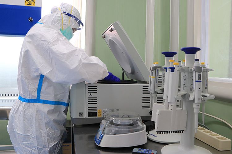 A file photo of polymerase chain reaction (PCR) equipment in regional health laboratory in Surabaya, East Java. 