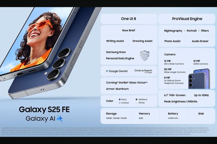 Samsung Galaxy S25 FE Resmi Rilis, Ini Spesifikasinya 2 Samsung Galaxy S25 FE Resmi Rilis, Ini Spesifikasinya