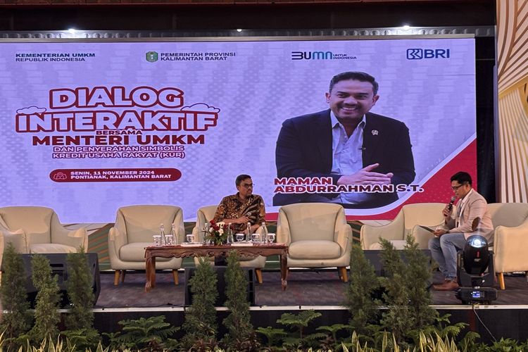 Menteri UMKM, Maman Abdurrahman optimis pastikan penyaluran Kredit Usaha Rakyat (KUR) kepada UMKM dapat tepat sasaran dan berkualitas. Hal ini disampaikannya dalam Dialog Interaktif bertema ?Kemudahan Akses Pembiayaan KUR? di Pontianak, Kalimantan Barat, pada Senin (11/11/2024).