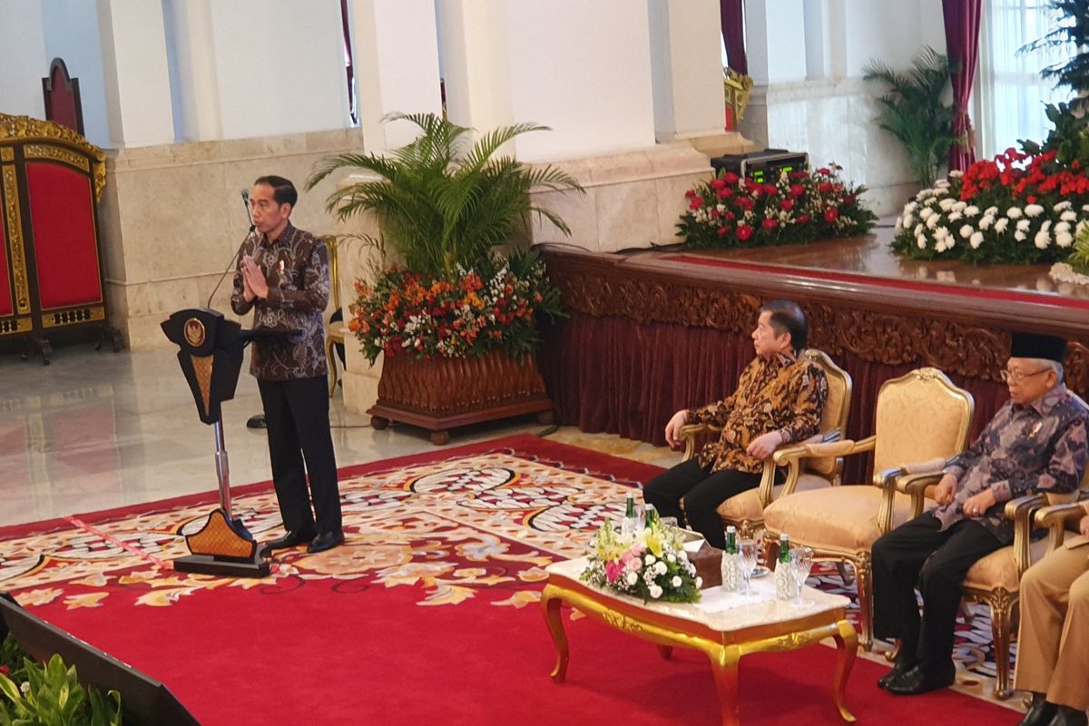 Presiden Joko Widodo membuka Musyawarah Rencana Pembangunan Nasional dan RPJMN 2020-2024 di Istana Negara, Jakarta, Senin (16/12/2019).