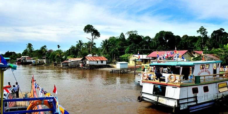 Ilustrasi angkutan penyeberangan sungai.