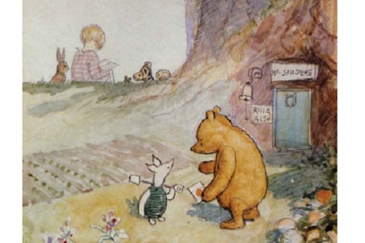 Winnie-the-Pooh dan Piglet, ilustrasi oleh E.H. Shepard. (Courtesy Everett Collection via Britannica)
