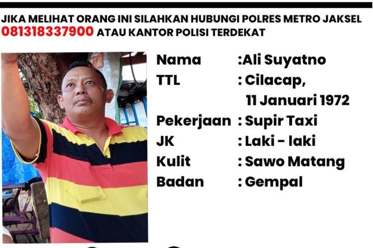 Penyidik Polres Metro Jakarta Selatan telah menetapkan sopir taksi berinisial A masuk ke dalam daftar pencarian orang (DPO) terkait kasus pencabulan terhadap anak perempuan, F (7).