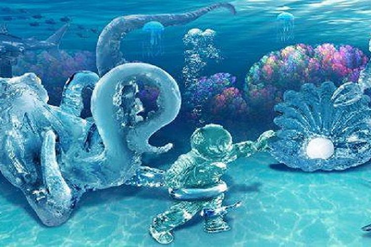 Pada 2017, The Magical Ice Kingdom mengusung tema Deep Sea Adventure. (Sumber: www.hydeparkwinterwonderland.com)