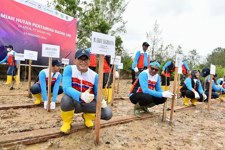  Direktur SDM Pertamina Erry Sugiharto dalam peresmian Hutan Pertamina Badak LNG. 

