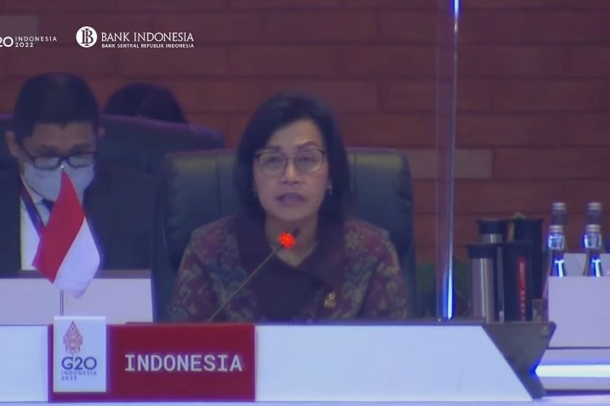 Menteri Keuangan Sri Mulyani Indrawati saat membuka pertemuan ketiga Finance Ministers and Central Bank Governors (FMCBG) G20 pada Jumat (15/7/2022).