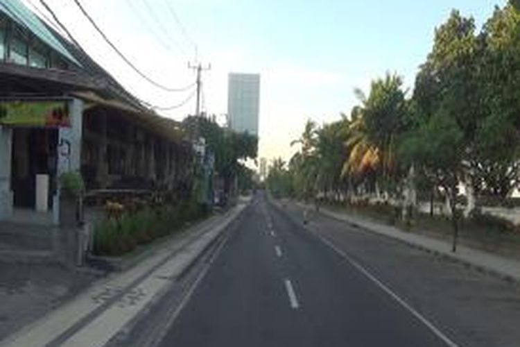 Suasana Nyepi di Kawasan Kuta pada  31 Maret 2014 lalu.