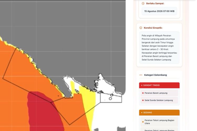 Gelombang hingga 6 Meter Ancam Pesisir Barat, Nelayan Diminta Waspada
