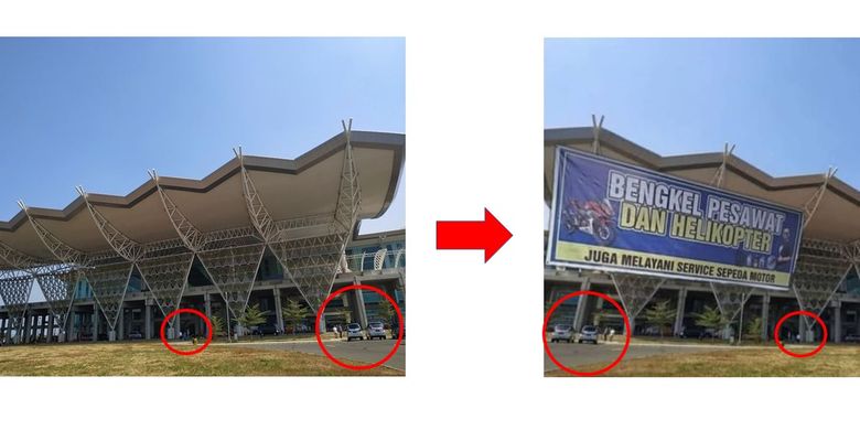 Perbandingan foto Bandara Kertajati asli dan editan