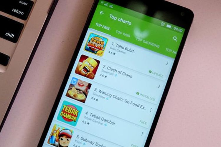 Tangga peringkat permainan gratis terfavorit di toko aplikasi Google Play Store Indonesia