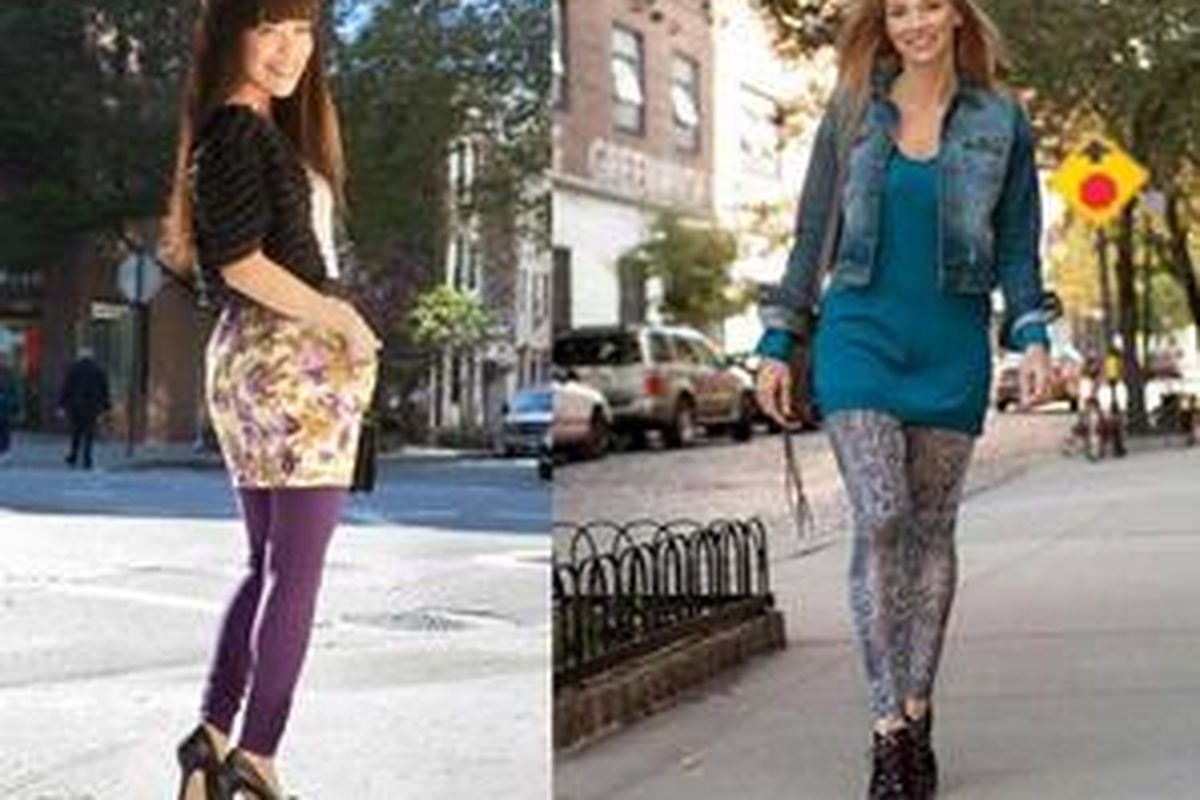 Padukan legging dengan rok mini, atau atasan panjang minimal di bawah pinggul.