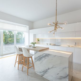 Ilustrasi dapur kontemporer, Ilustrasi lantai dapur, Ilustrasi dapur putih.