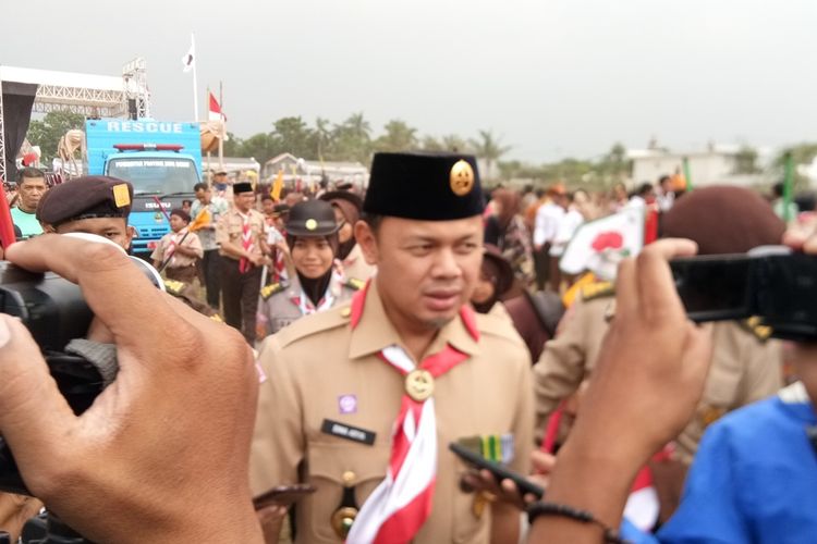 Wali Kota Bogor Bima Arya Sugiarto saat diwawancarai usai menghadiri kegiatan Jambore VI 2019 se-Kota Bogor, Rabu (2/10/2019).