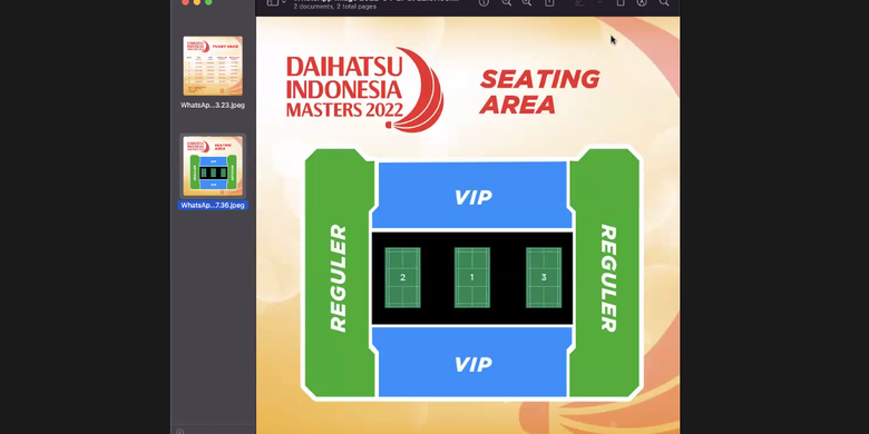 Pembagian area reguler dan VIP di Istora Senaya, venue Indoenesia Masters 2022.