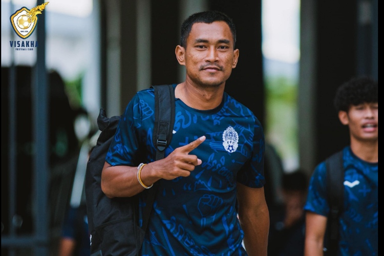 Penyerang Kamboja, Reung Bunheing, tampil di Piala AFF 2022.