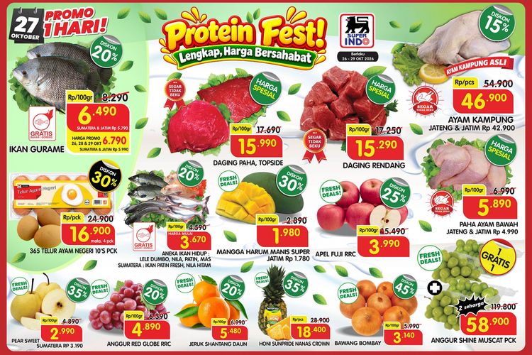 Promo Superindo Hari Ini 26 Oktober 2026, Daging Ayam dan Sapi Turun Harga