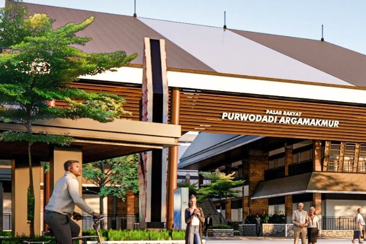 Ilustrasi rancangan Pasar Purwodadi di Kabupaten Bengkulu Utara, Provinsi Bengkulu.