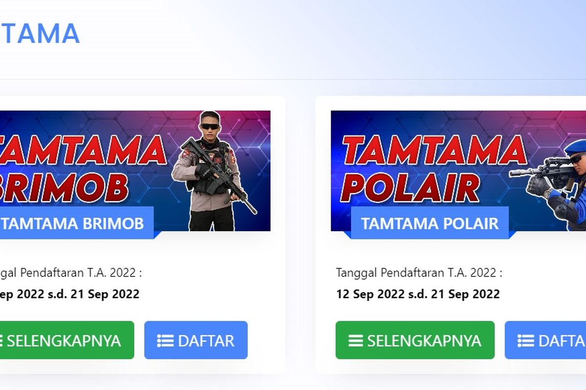 Syarat dan cara daftar Penerimaan Polri 2022 untuk calon calon anggota Tamtama Brimob dan Tamtama Polair