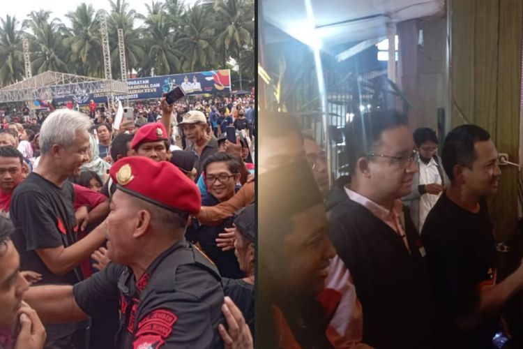 Kunjungan Anies Baswedan dan Ganjar Pranowo di Jember, Jawa Timur.