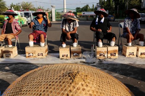 Hari Ketiga Protes Pabrik Semen, 20 Petani Kendeng Mencor Kaki di Depan Istana