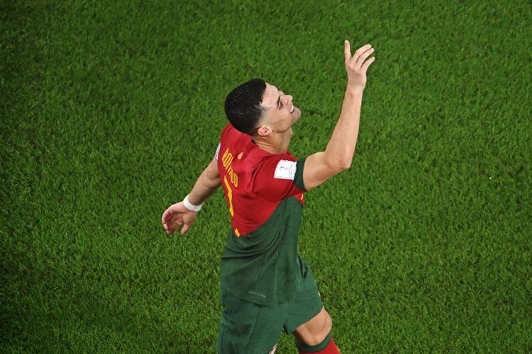 Cristiano Ronaldo merayakan golnya dalam pertandingan Portugal vs Ghana pada laga Grup H Piala Dunia 2022 di Stadium 974, Doha, Qatar, Kamis (24/11/2022).  Terkini Ronaldo berpotensi bakal tampil dalam laga Portugal vs Liechtenstein di Kualifikasi Euro 2024.
