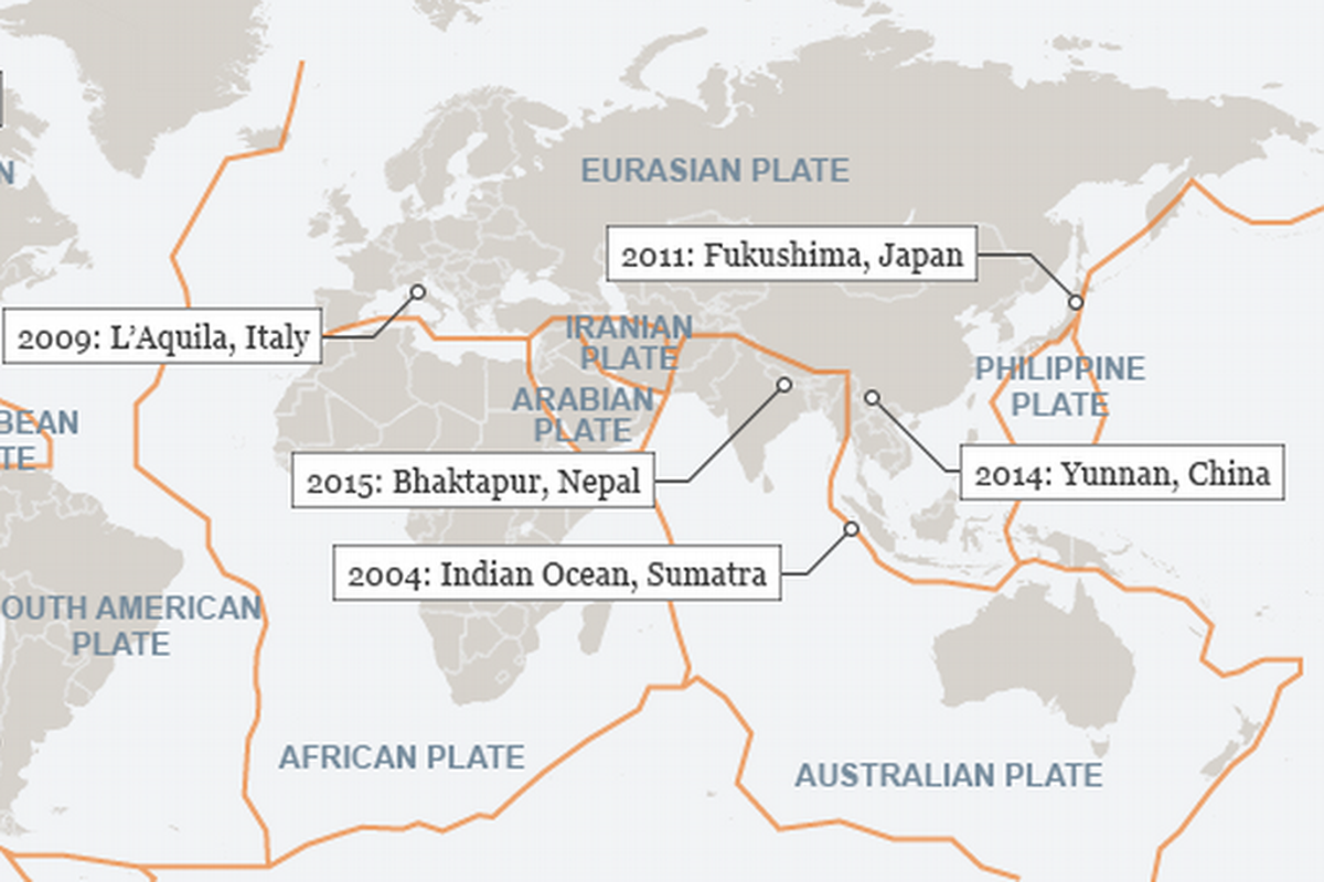 Infographic map for the tectonic plate