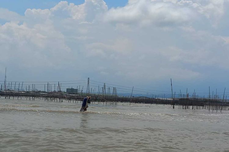 Agus dan para nelayan ditemui di sekitar Polder, Terboyo Wetan, Semarang, Senin (5/2/2024).