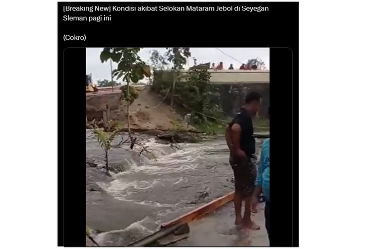 Video viral Selokan Mataram di Seyegan, Sleman, jebol