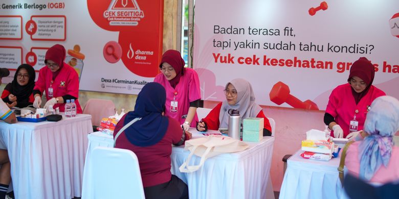 Skrining kesehatan gratis yang diadakan oleh PT.Dexa Medica di Kota Bogor, Jawa Barat (12/4/2026).