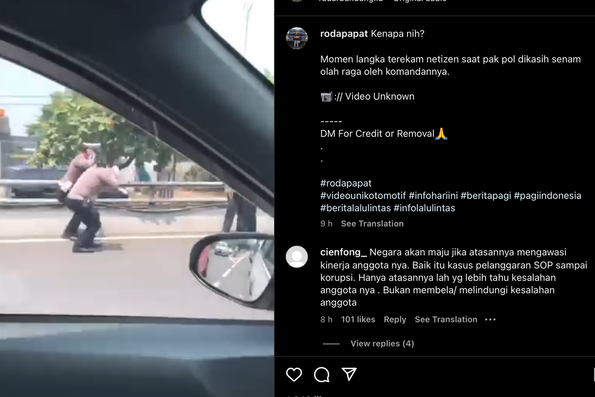 Polisi kena hukum squat jump di pinggir jalan tol