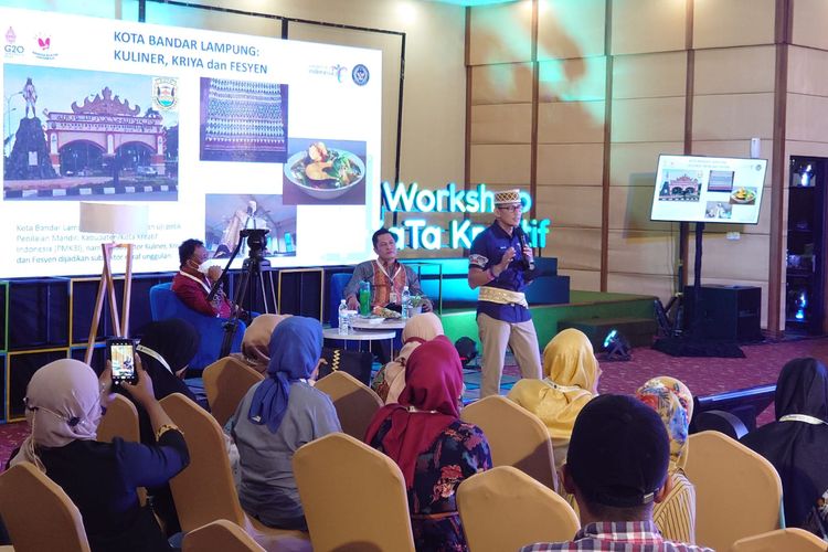Menparekraf Sandiaga Uno saat workshop di Lampung