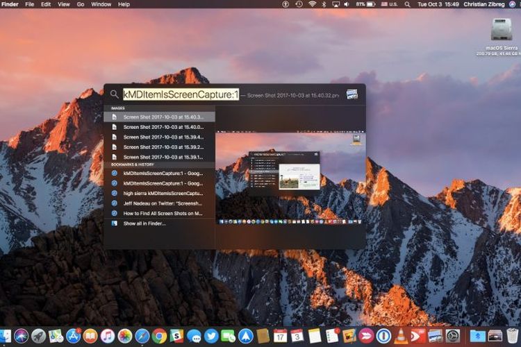 Tampilan folder hasil screenshot pada macOS