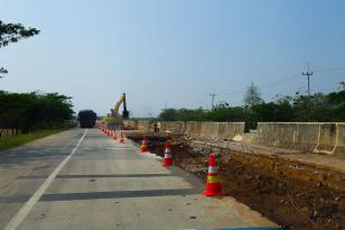 Kondisi Ruas Jalan tol Kanci-Pejagan, Senin (17/8/2015).