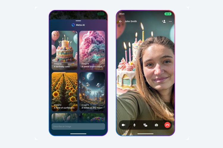 Tampilan fitur background AI untuk latar belakang video call di Facebook Messenger