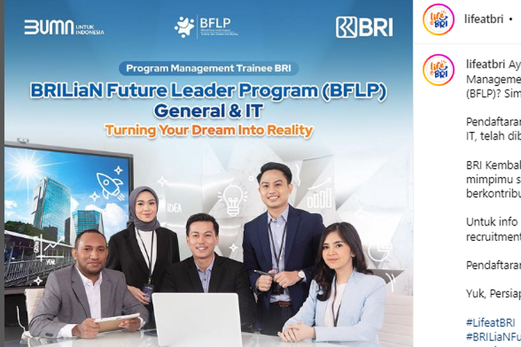 Rekrutmen BRI BRILiaN Future Leader Program (BFLP) General & IT.