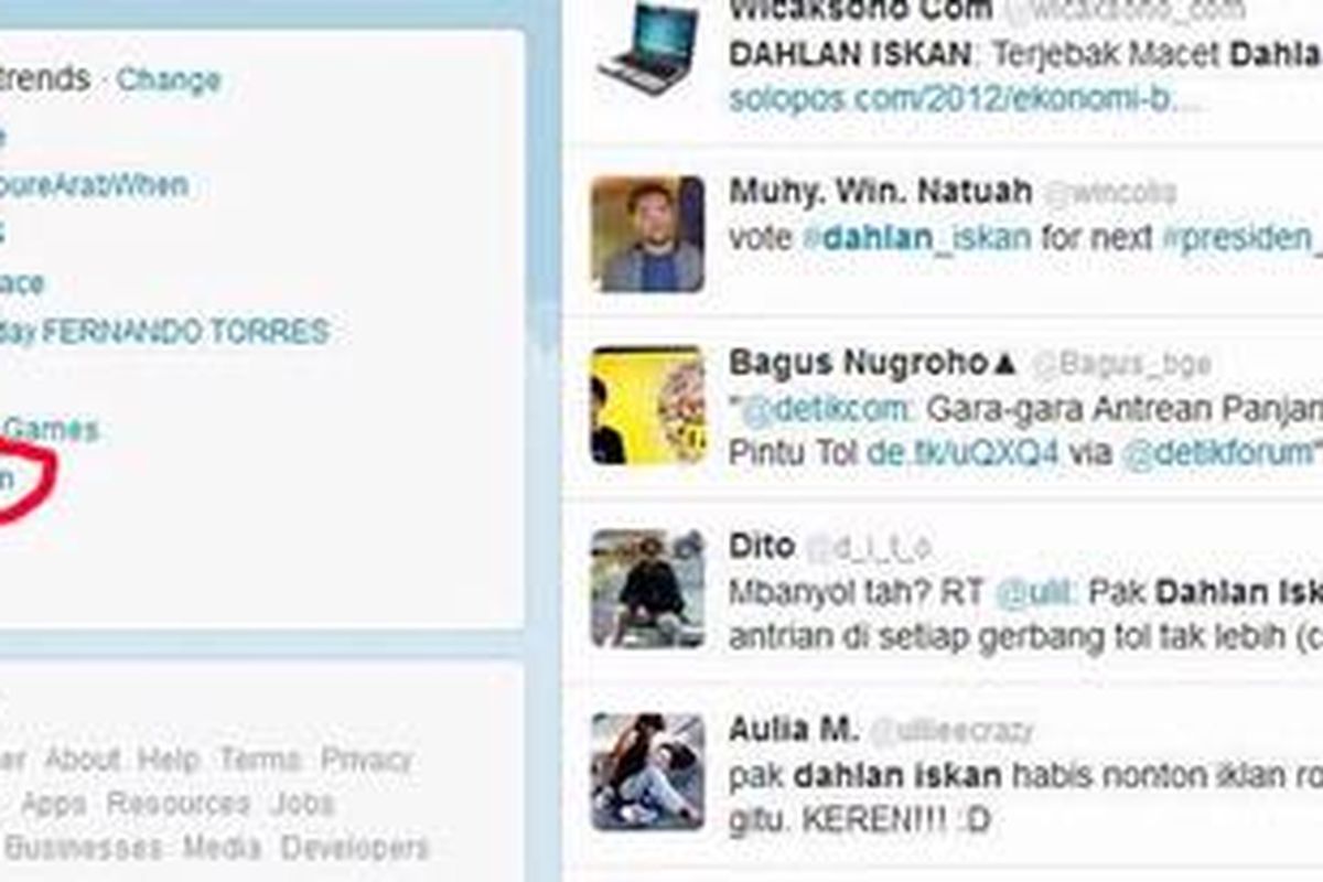 Dahlan Iskan jadi Trending Topic di Twitter pada Selasa (20/3/2012).