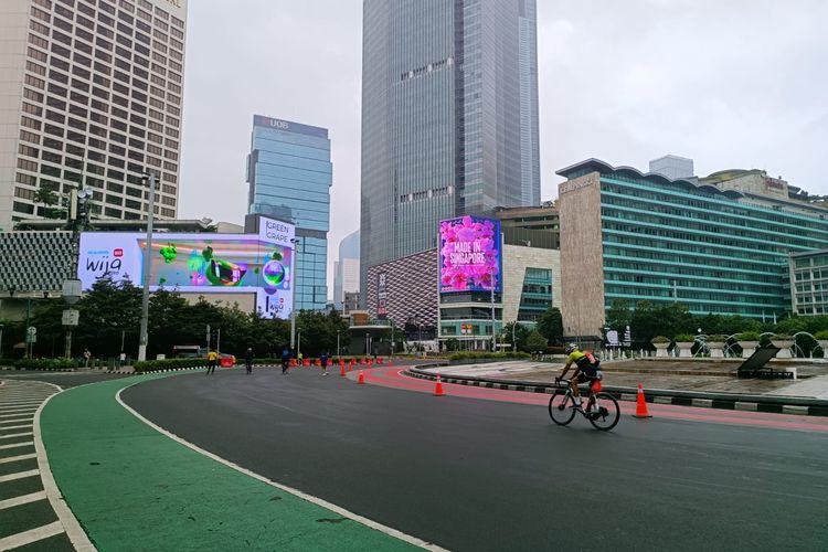 Suasana car free day (CFD) atau Hari Bebas Kendaraan Bermotor (HBKB) pertama di bulan puasa tampak sepi, Minggu (17/3/2023).