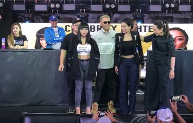 Dinar Candy dan Nikita Mirzani di kawasan Gatot Subroto, Jakarta Selatan, Kamis (12/5/2022).