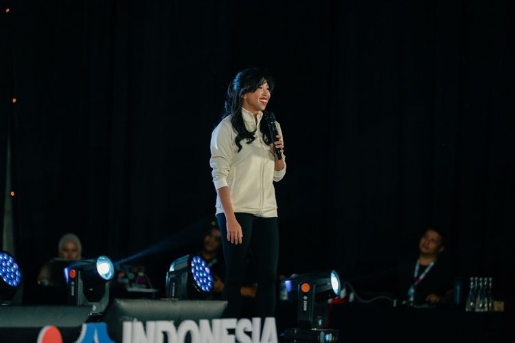 Direktur Utama InJourney Maya Watono di panggung forum Indonesia Sport Summit (ISS) 2025. 