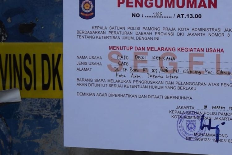 13 bangunan prostitus di Kecamatan Clincing Jakarta Utara disegel oleh Satpol PP.