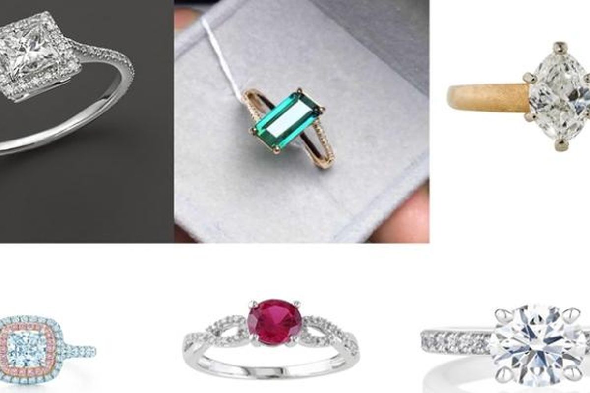 Berbagai bentuk cincin pertunangan atau pernikahan.