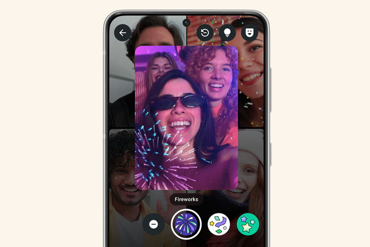 Tampilan efek video call WhatsApp khusus tahun baru 2026