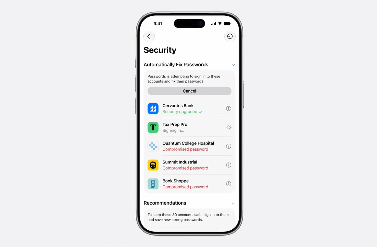 ganti password otomatis Apple