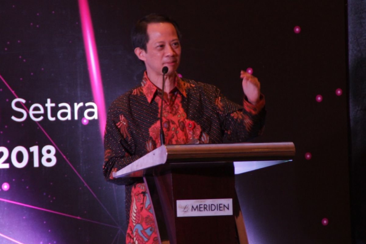Plt Deputi Bidang Koordinasi Perlindungan Perempuan dan Anak Kemenko PMK, Ghafur Dharmaputra pada malam EDGE Awards di Hotel Le M&eacute;ridien Jakarta, Kamis (18/10/2018).