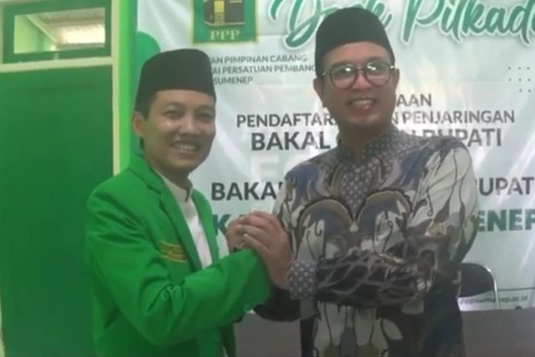 Kiai Ali Fikri dan KH Unais Ali Hisyam di kantor DPC PPP Sumenep, Selasa (28/5/2024). 