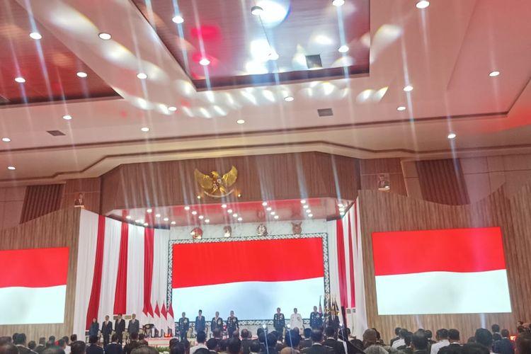 Presiden Joko Widodo saat menghadiri rapim TNI-POLRI 2024 di Mabes TNI Cilangkap, Jakarta Timur pada Rabu (28/2/2024).